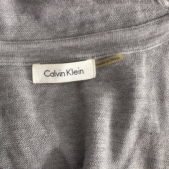 Calvin Klein Grey Open Front Cardigan Sweater - Picture 9 of 13